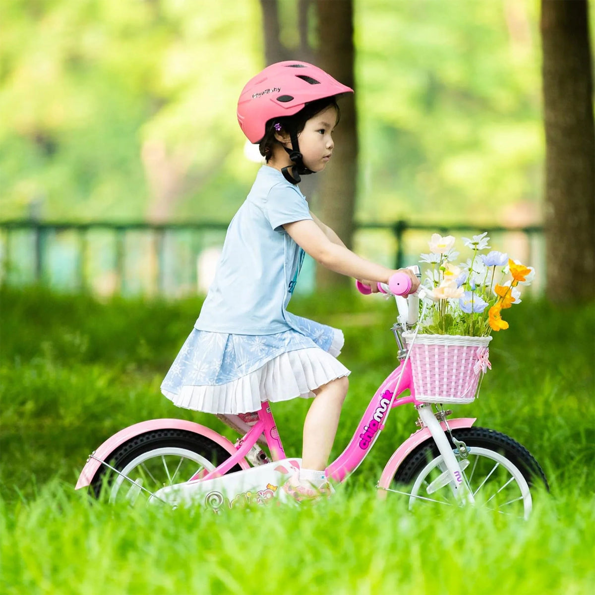 14 Inch Girls Kids Bike with Basket Training Wheels E942290