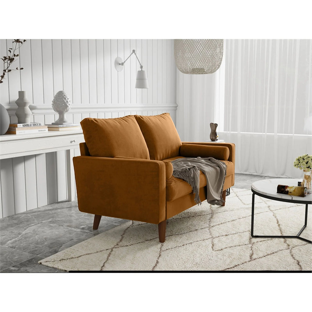 Ginger Brown Velvet Loveseat D727978