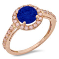 18k Rose Gold Halo Ring with Blue Sapphire O26964