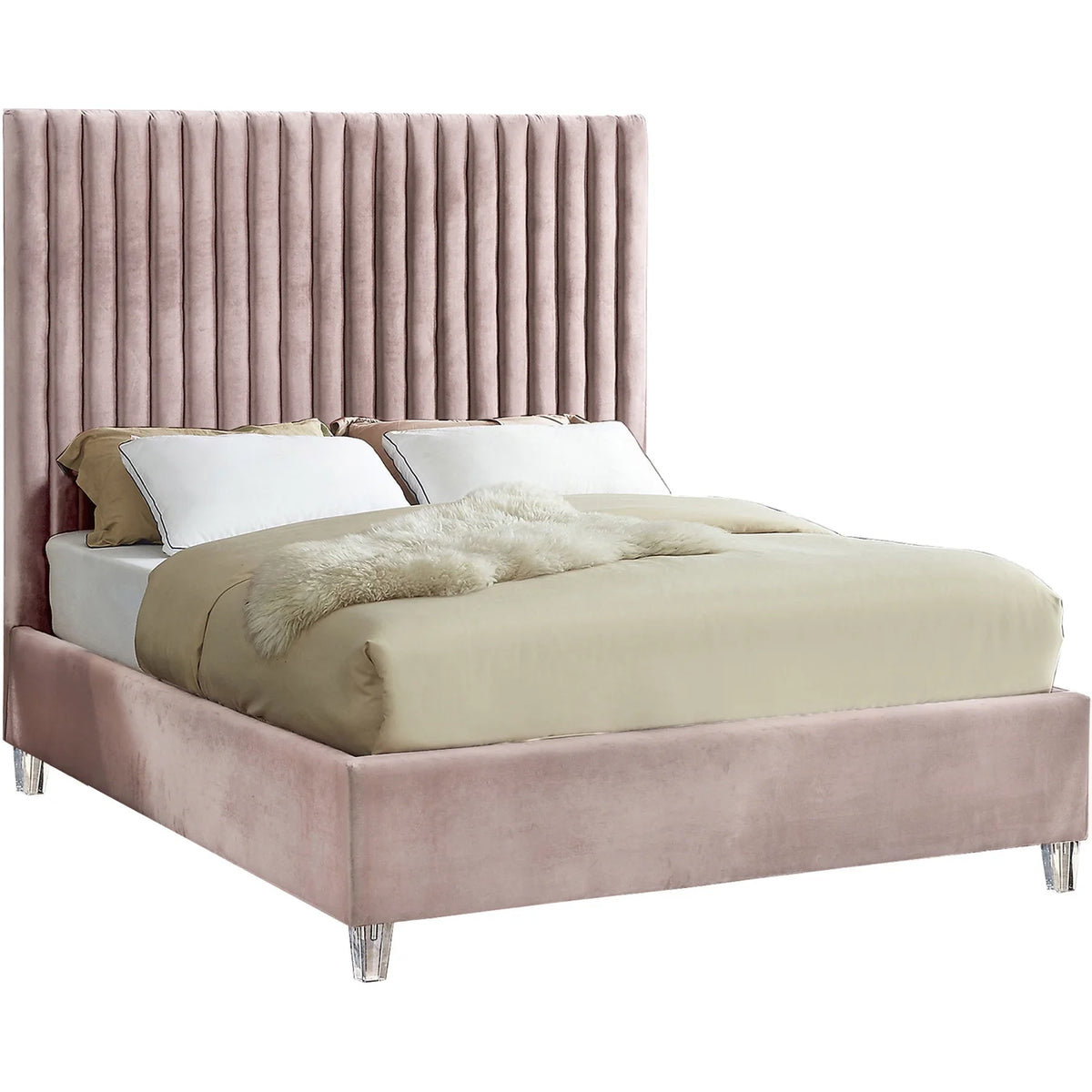 Pink Velvet Queen Bed K465065