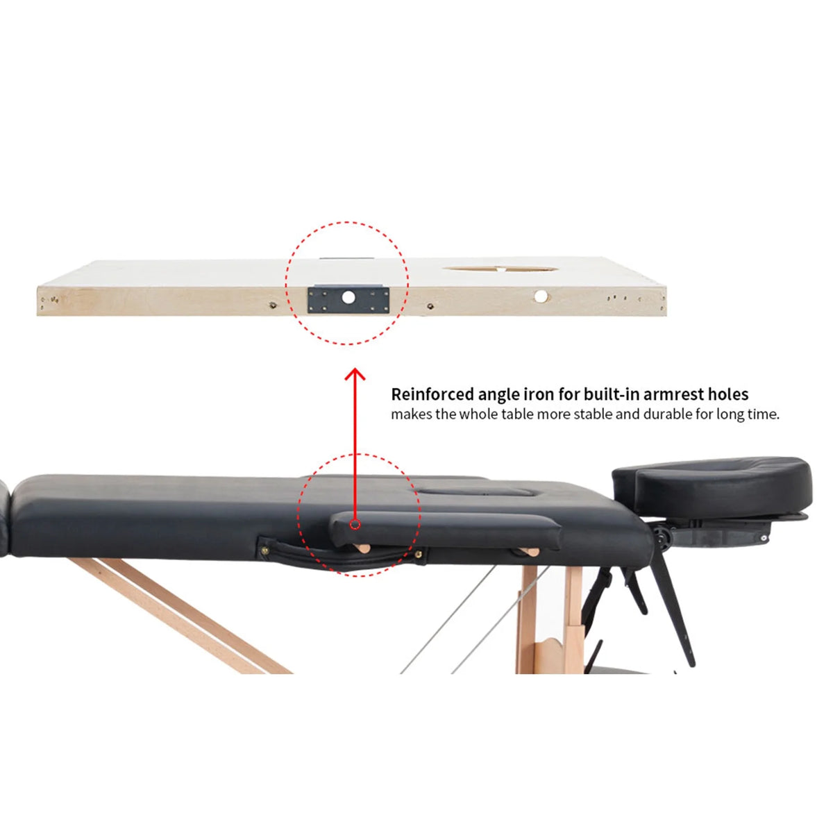 Portable 3 Folding Black Massage Table with Carry Case Y95614