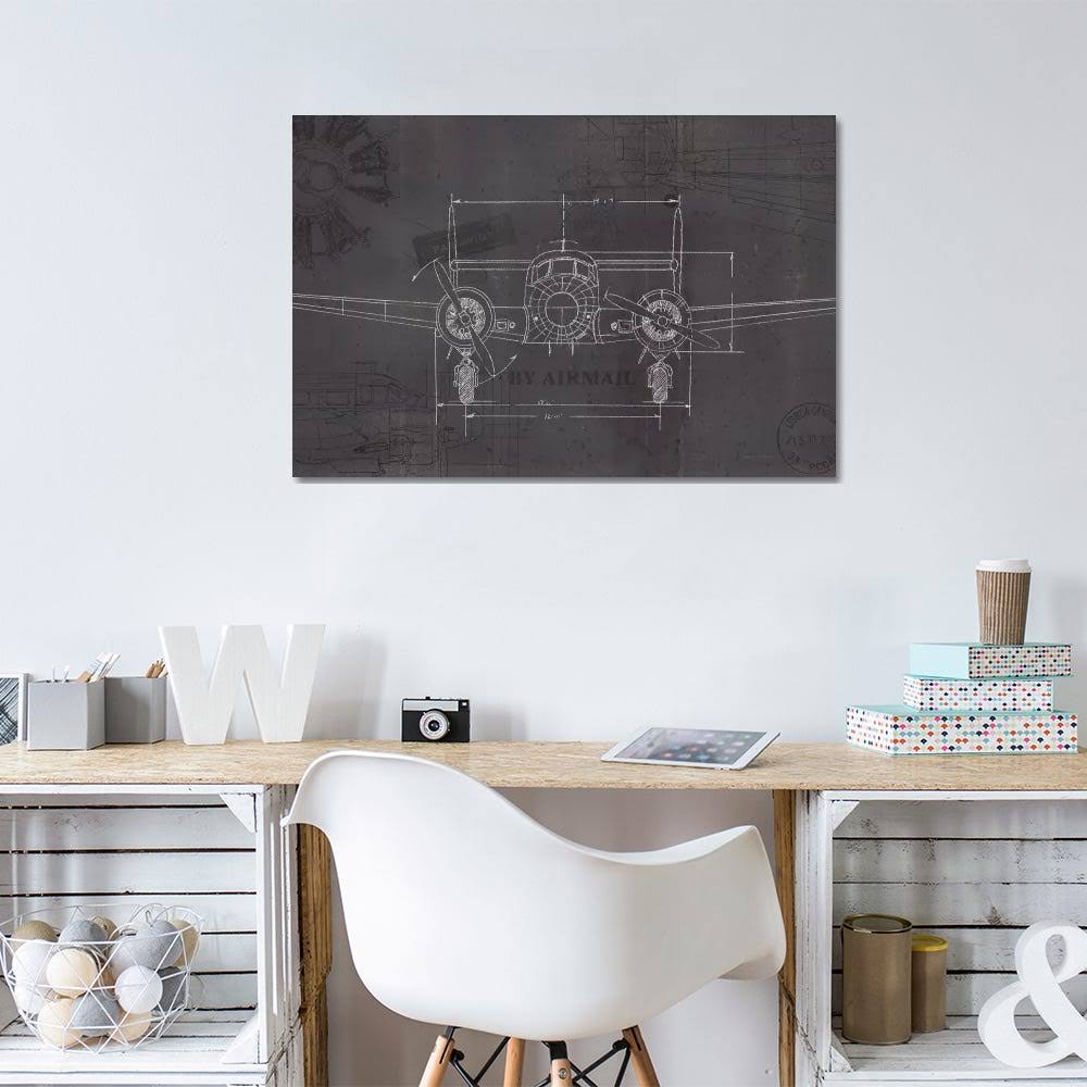 Canvas Wall Decor Prints - Plane Blueprint IV Wings T641866