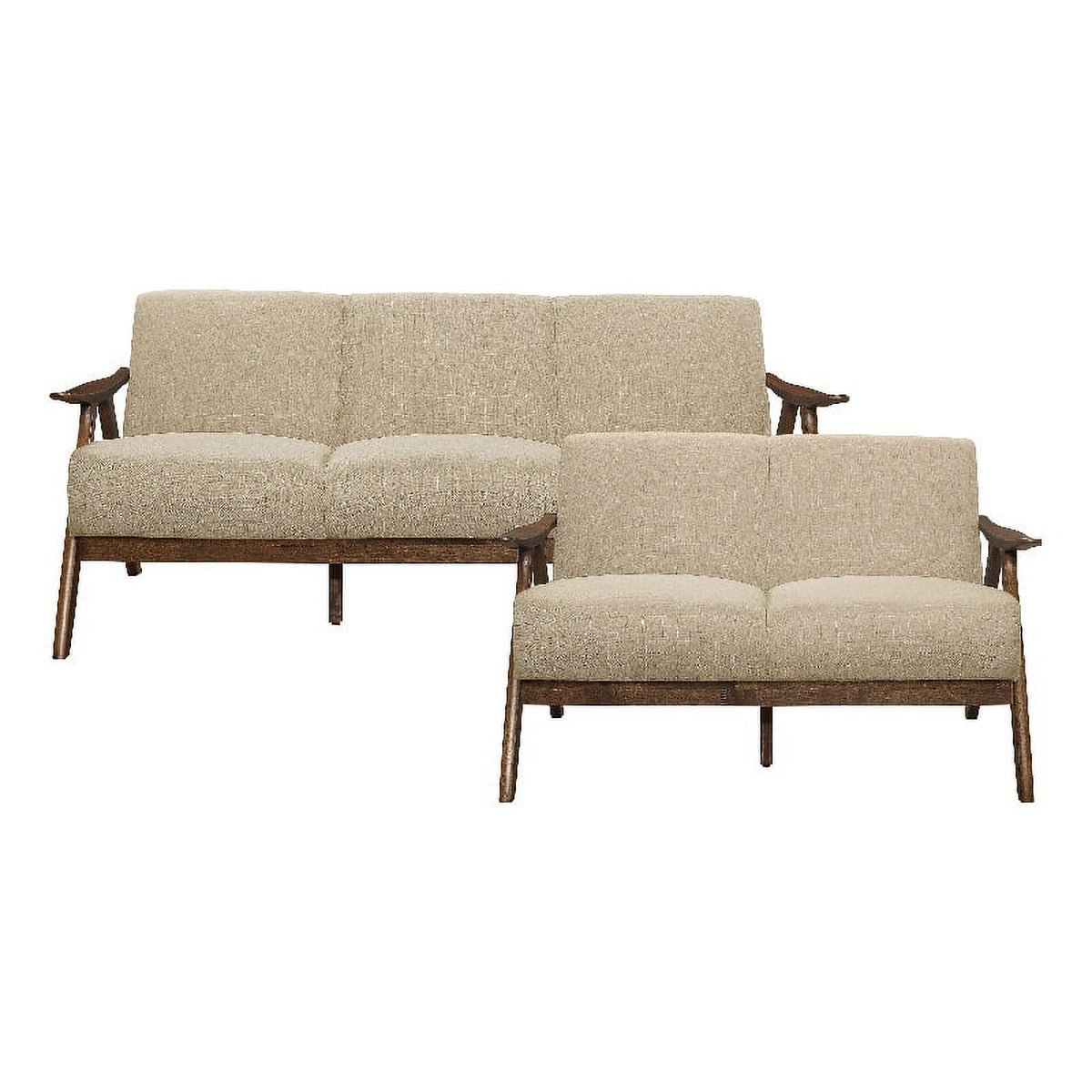 Textured Fabric 2-Piece Upholstered Sofa Set in Light Brown S12643