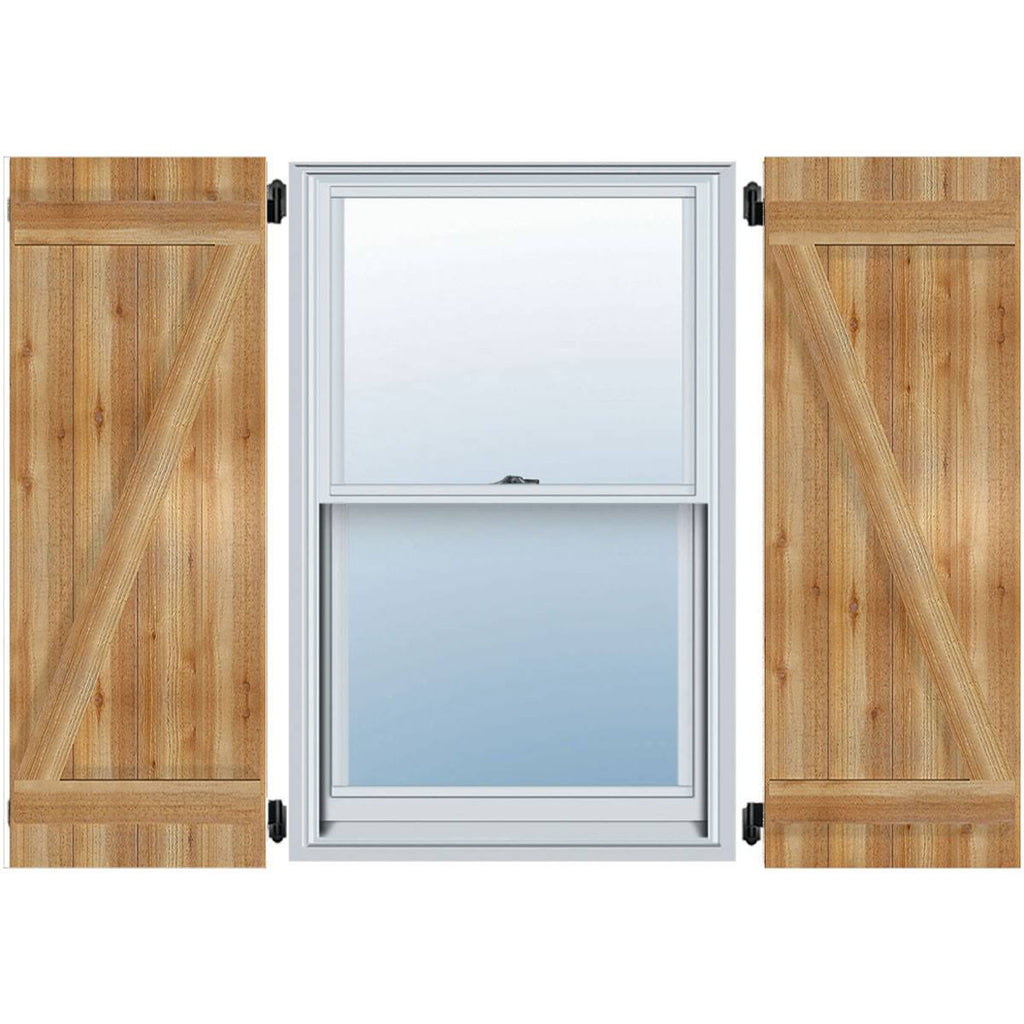 Rough Sawn Western Red Cedar Board-n-Batten Shutters with Z-Bar F30705