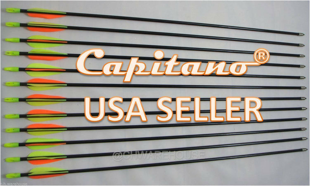 Fiberglass Target Practice Arrows with Nocks and Fletches, 61cm 1/2 Dozen M958036