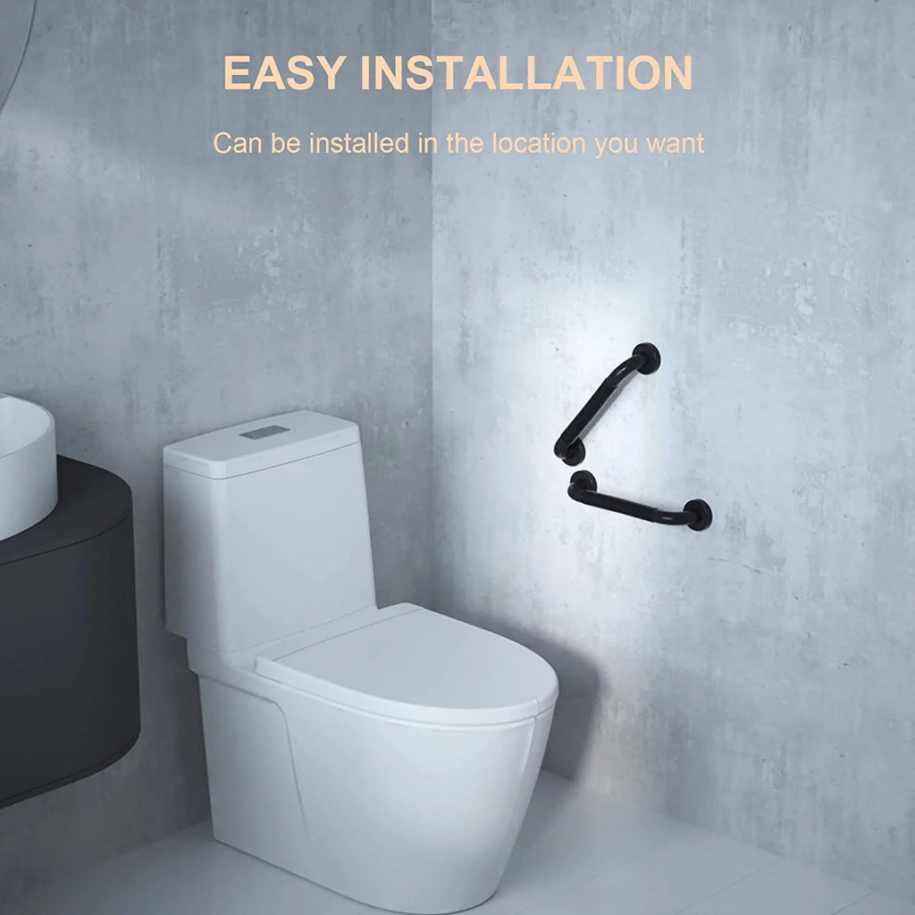 2 Pack 12 Inch Black Shower Grab Bar with Anti Slip Rubber Grip M295129