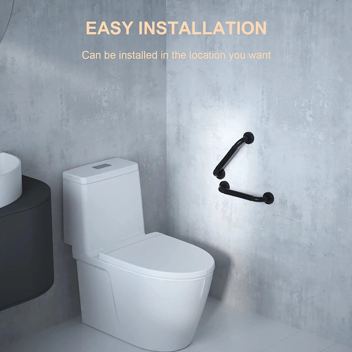 2 Pack 12 Inch Black Shower Grab Bar with Anti Slip Rubber Grip M295129