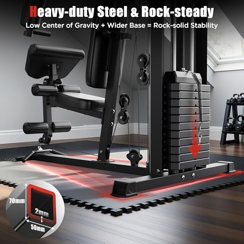 154LBS Weight Stack Home Gym Equipment with Pulley System E3825