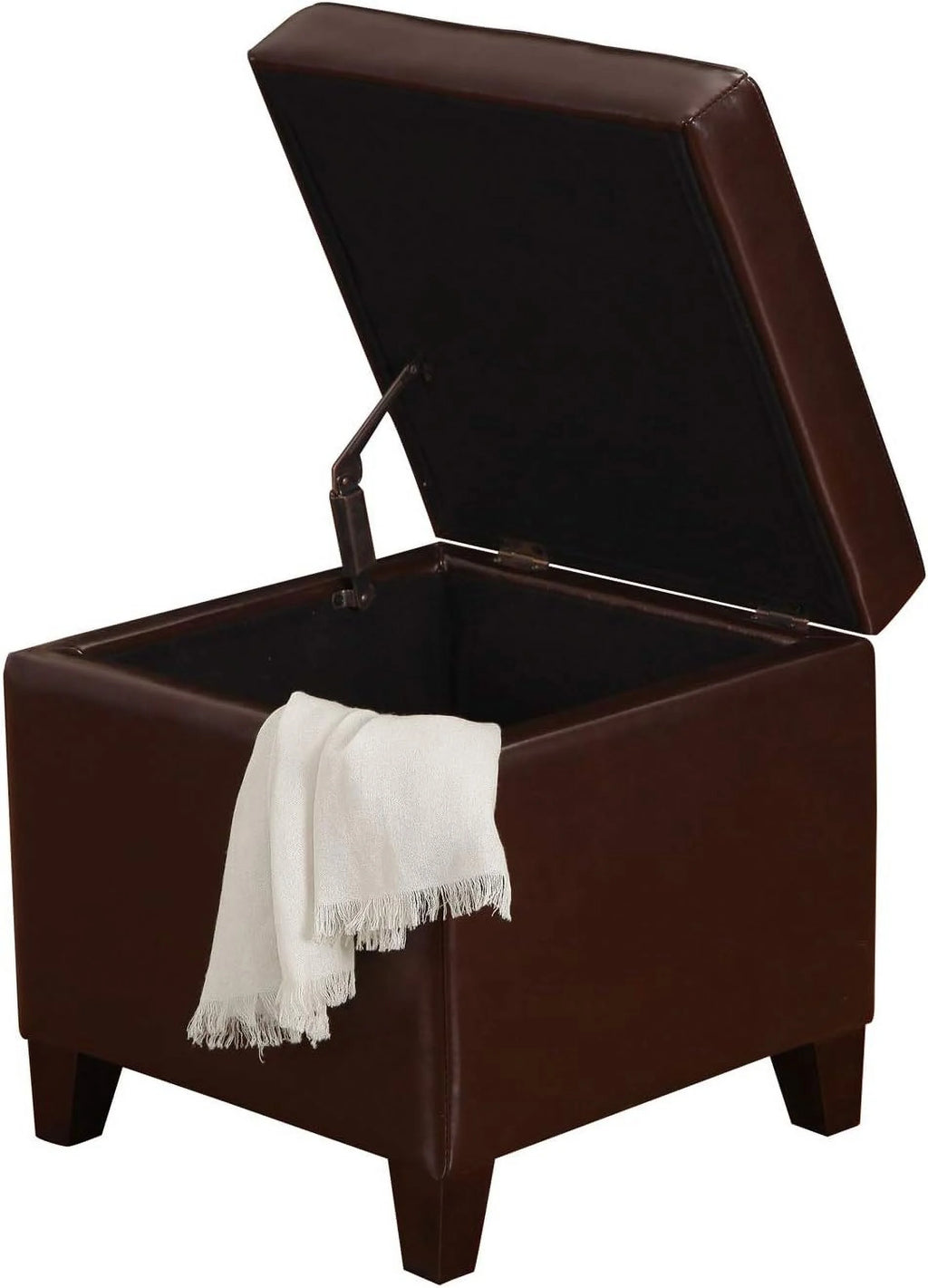 Faux-Leather Storage Ottoman with Wood Legs I96641