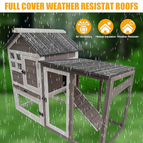 Grey 2-Story Fir Wood Rabbit Hutch with Pull Out Tray G777