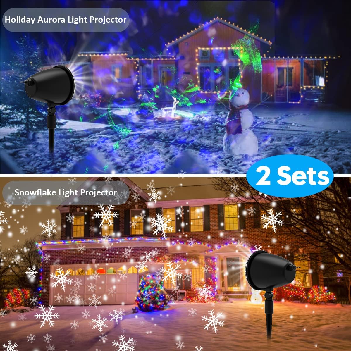 Christmas Projector Lights, Snowflake Light Projector, Remote Control, Pack of 2 T5238