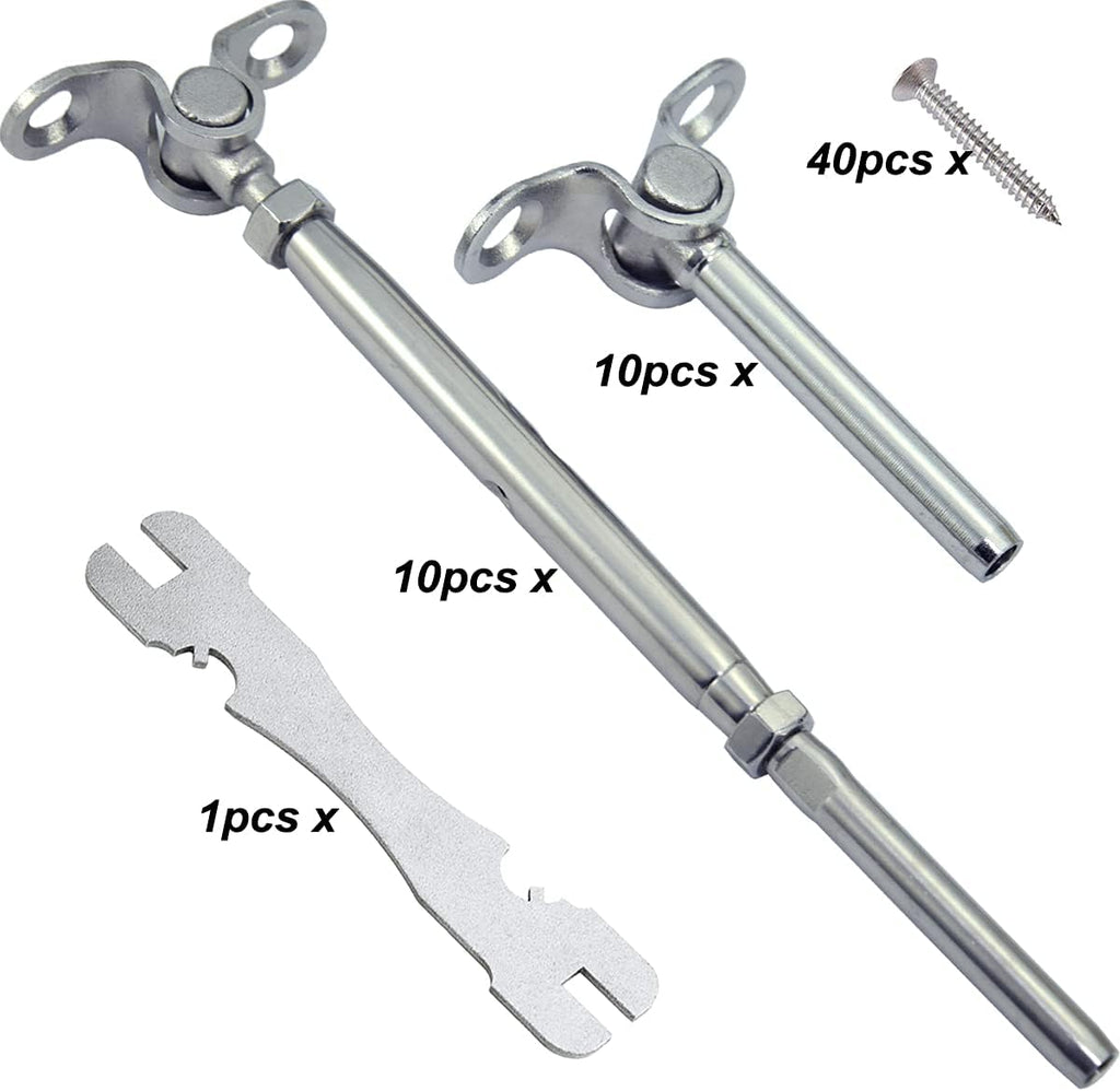 10 Pairs Stainless Steel Cable Railing Hardware Kit X664
