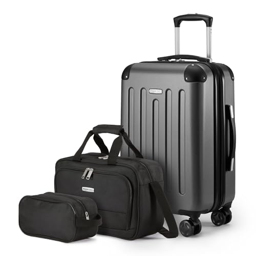 3-Piece Black Luggage Set with 8 Spinner Wheels A49672