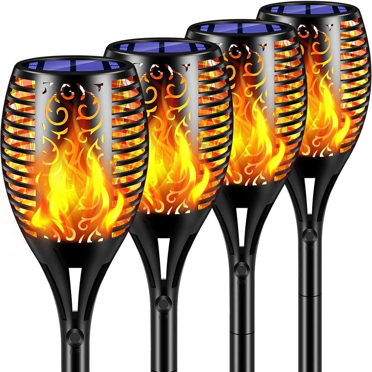 43 LED Flickering Flame Solar Torches Lights, 4 Pack D9737