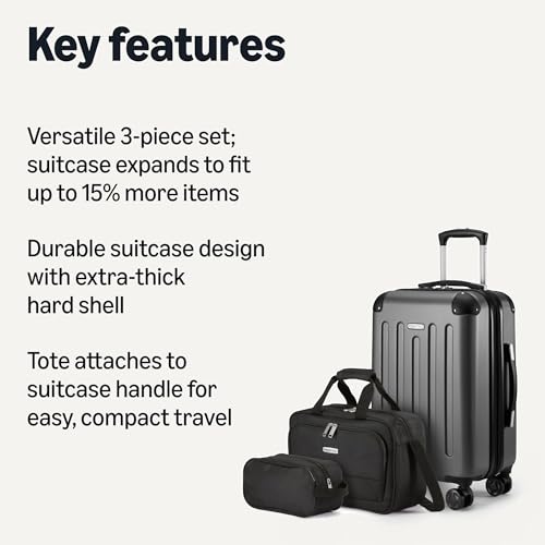 3-Piece Black Luggage Set with 8 Spinner Wheels A49672