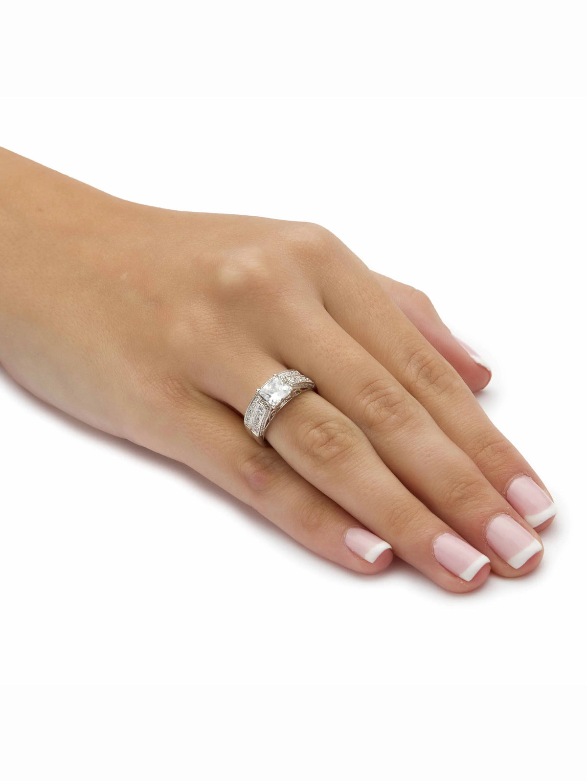 Princess-Cut Cubic Zirconia 2-Piece Bridal Ring Set in Solid 10k White Gold Y729