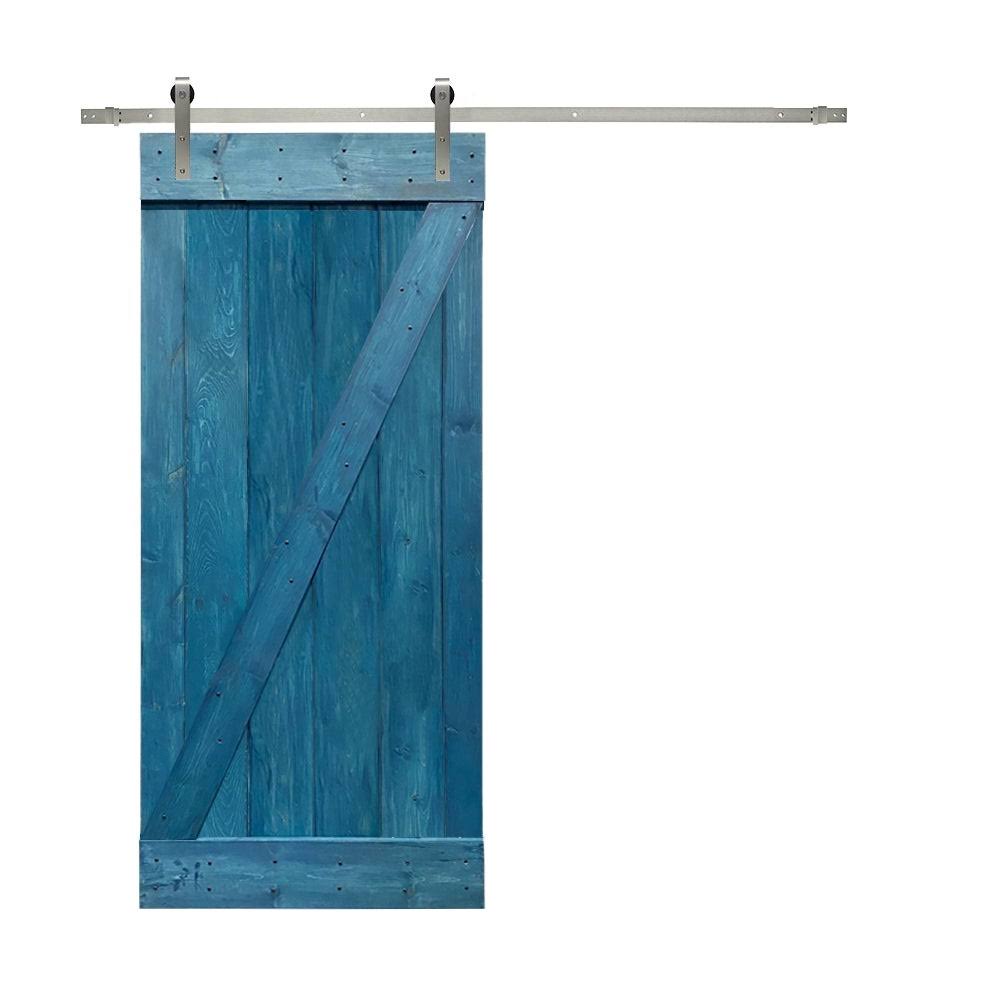 Weather Oak Stained Wood Interior Sliding Barn Door with Hardware Kit L264