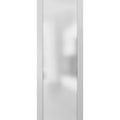 White Silk Sliding Barn Door with Frosted Glass and Stainless Steel Hardware I7803