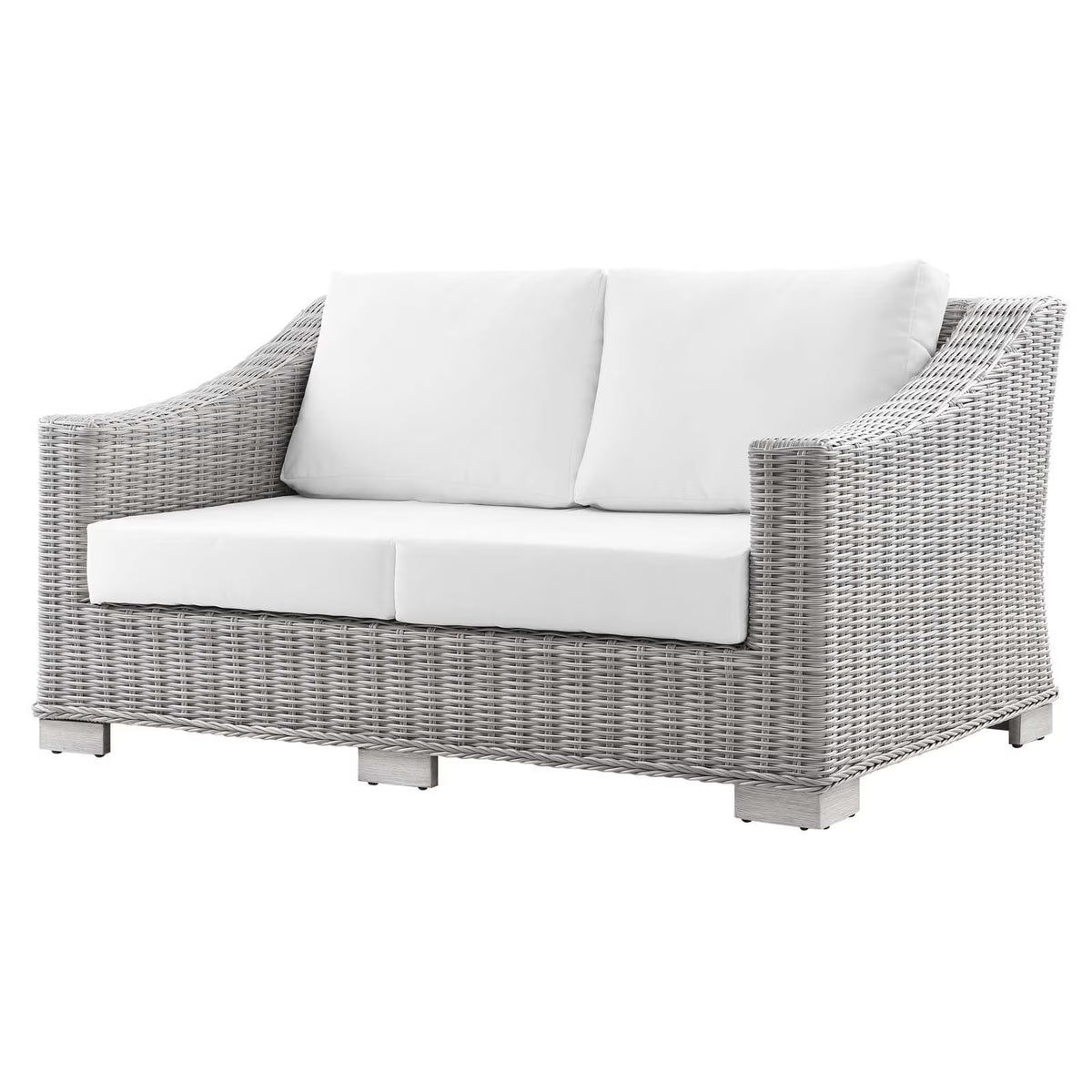 Light Grey Rattan Loveseat Sofa B977