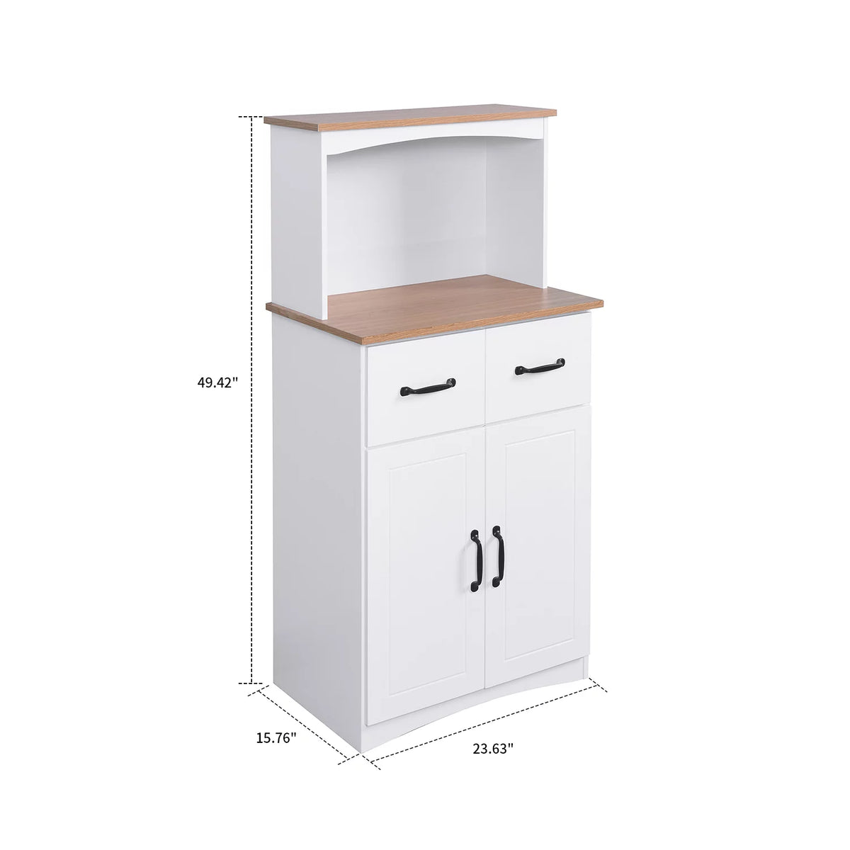 White Wooden Microwave Storage Cabinet with Adjustable Shelf N92216