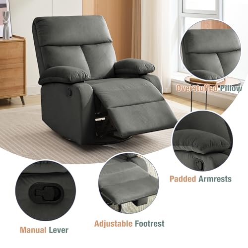 Light Grey Swivel Rocker Recliner W489969