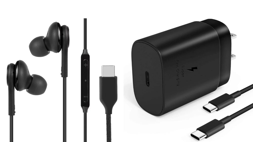 25W Type C UL Certified Charger with USB C Cable and USB Type C Headphones C25333