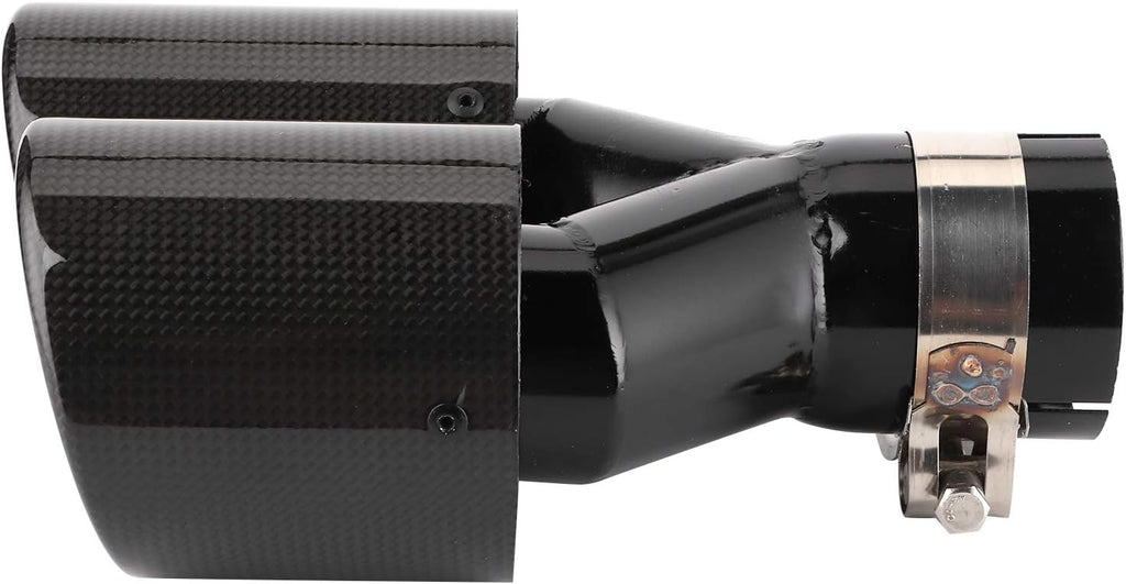 Carbon Fiber Exhaust Pipe Universal Dual Tail Crimping Throat Y-Pipe Auto Car Black O42891