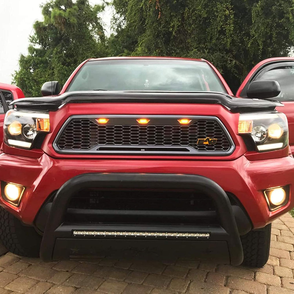 Charcoal Gray ABS Front Grille with Amber LED Lights O903