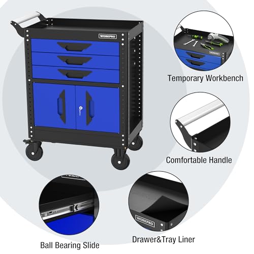 27.5 Inch 3-Drawer Rolling Steel Tool Chest with Wheels F20833