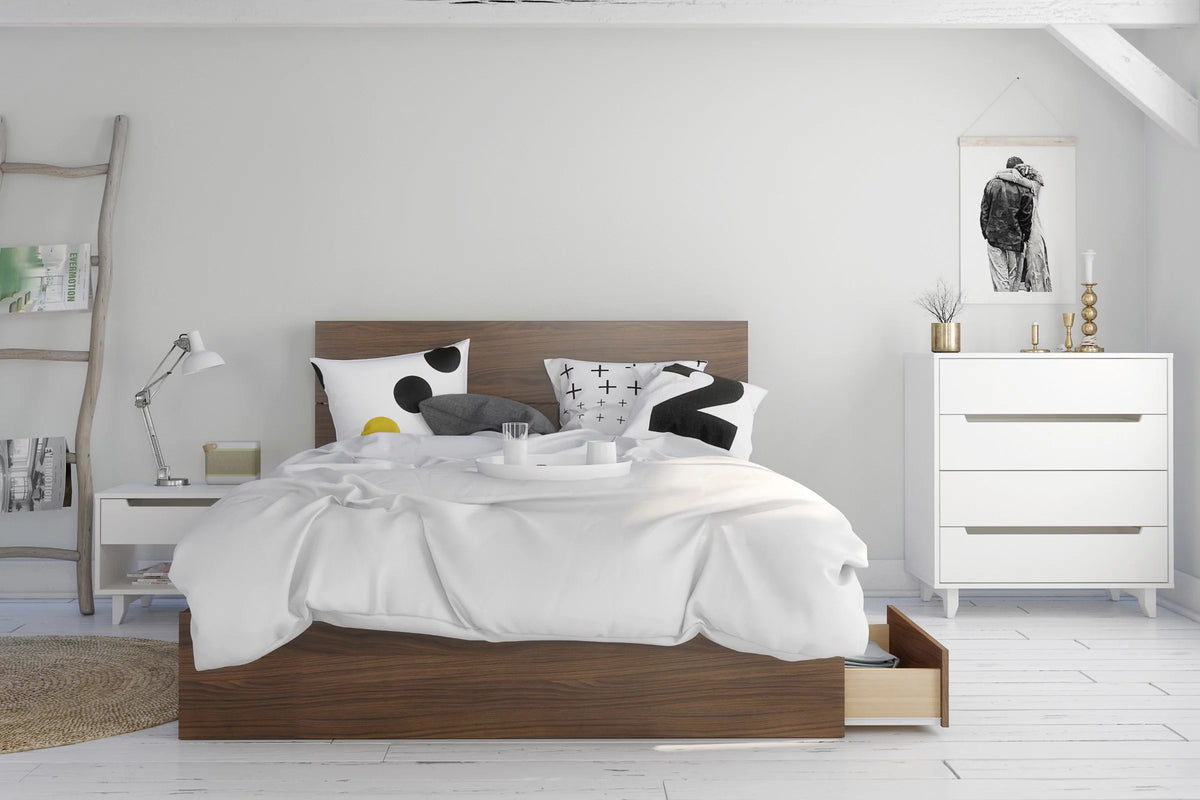 Queen Size Walnut Wood Headboard G946004
