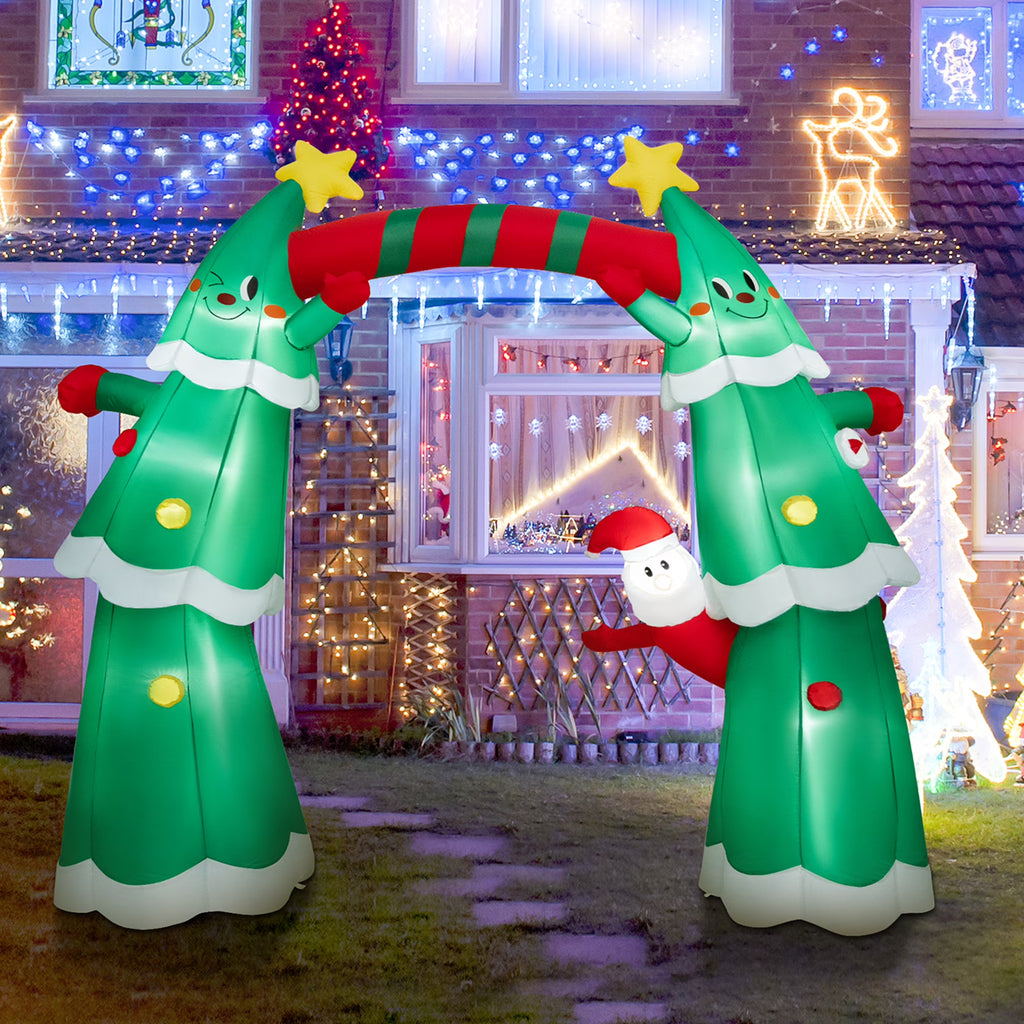 11FT Inflatable Christmas Tree Arch with Santa Claus LED Lights Y9366