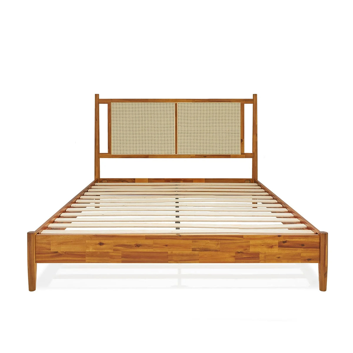 47" Queen Platform Bed Frame with Rattan Headboard G73008