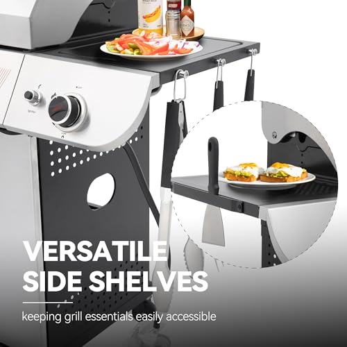 5 Burner Propane Gas Grill with Side Burner & Sear Burner, Stainless Steel E9860