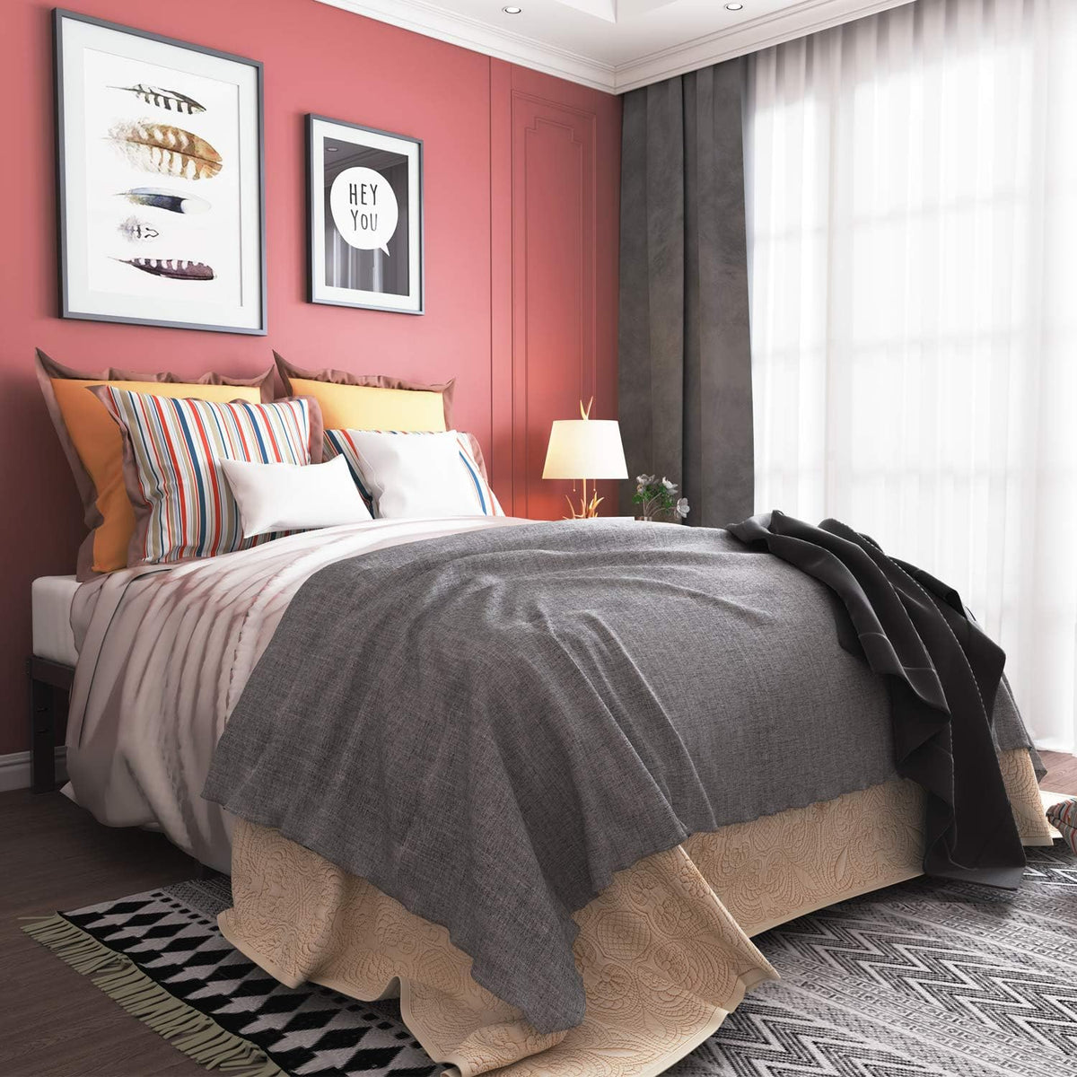 16 Inch Full Size Heavy Duty Steel Platform Bed Frame R991886