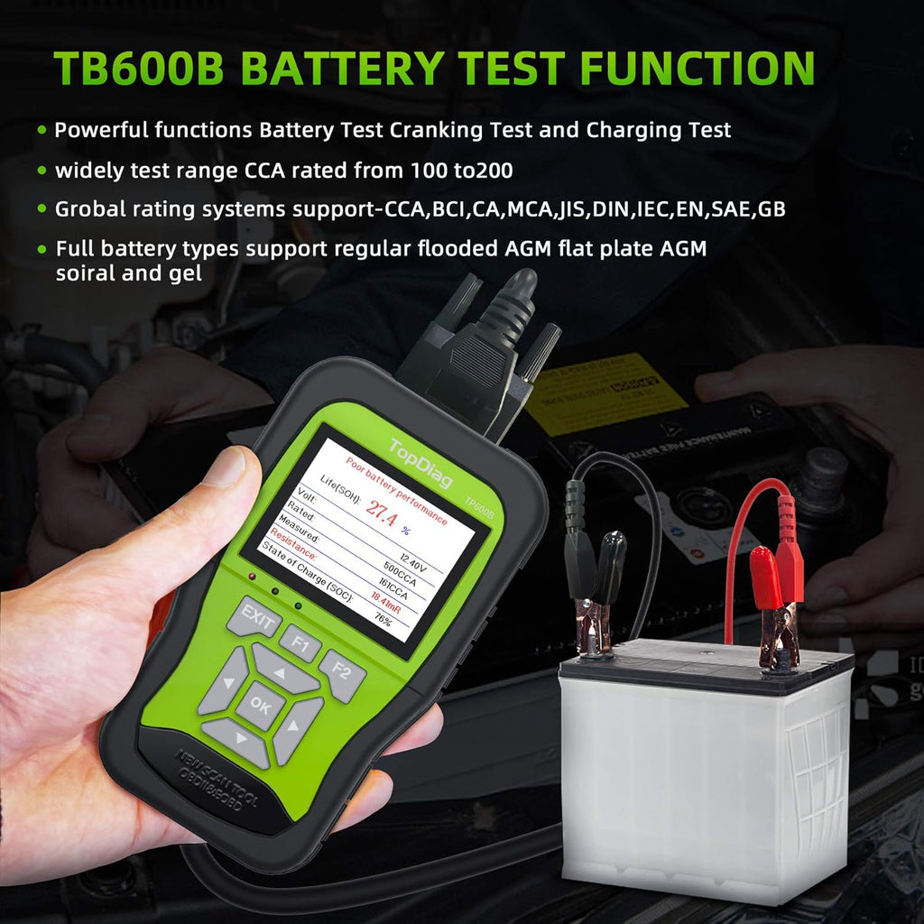 OBD2 Scanner Car Code Reader with Battery Tester 3 in 1 A395