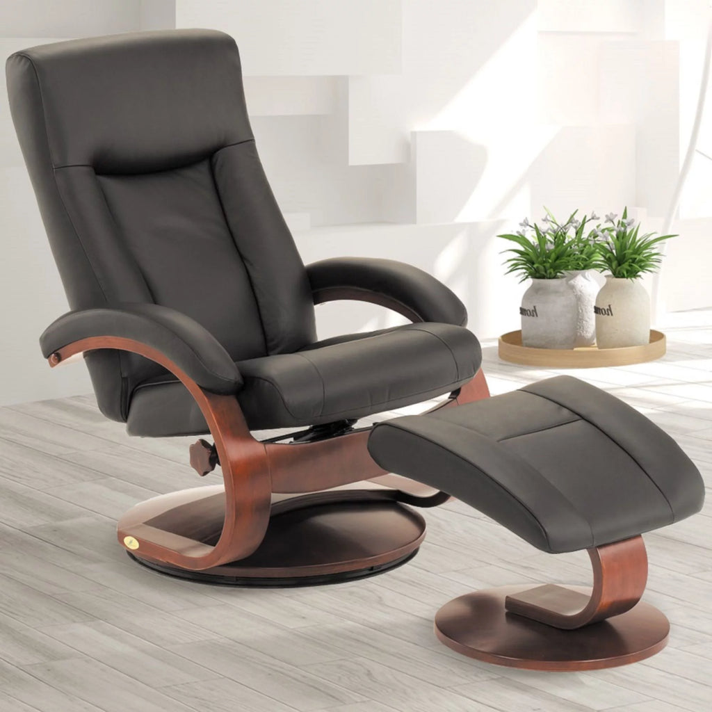 Black and Brown Recliner Chair with Ottoman E562
