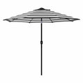 9 ft. Stripe Crank and Tilt Patio Umbrella White / Black A93713