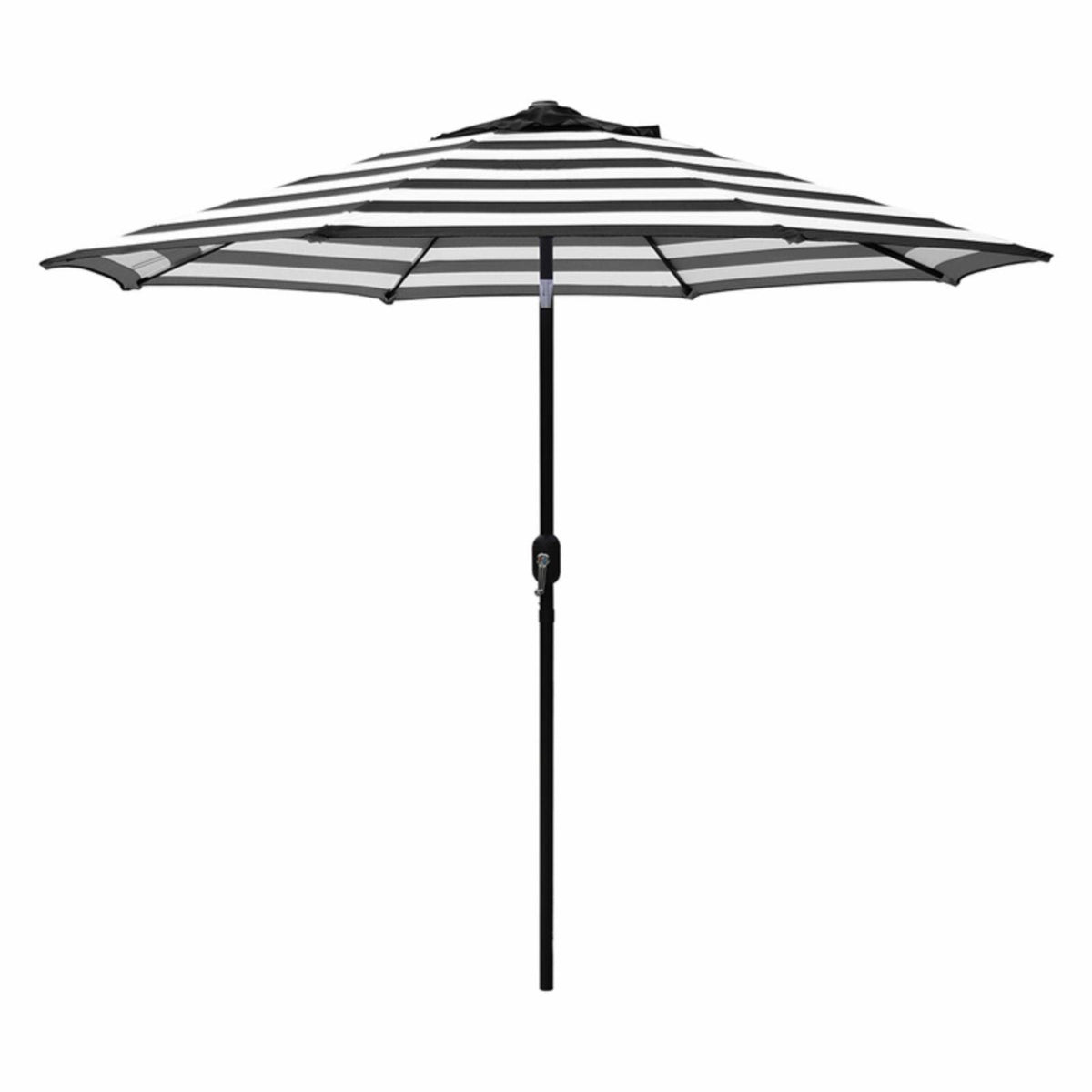 9 ft. Stripe Crank and Tilt Patio Umbrella White / Black A93713