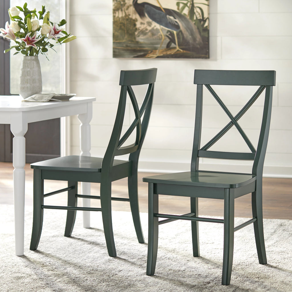 Set of 2 Dark Green Dining Chair L87910