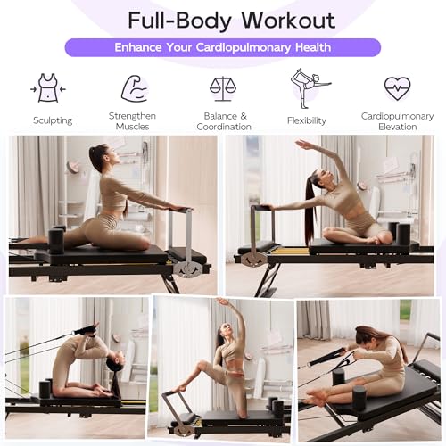 Black Foldable Pilates Reformer Z1914