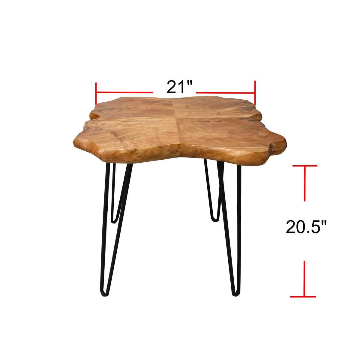 Live Edge Wood Coffee Table with Hairpin Legs Natural 21'' G9052