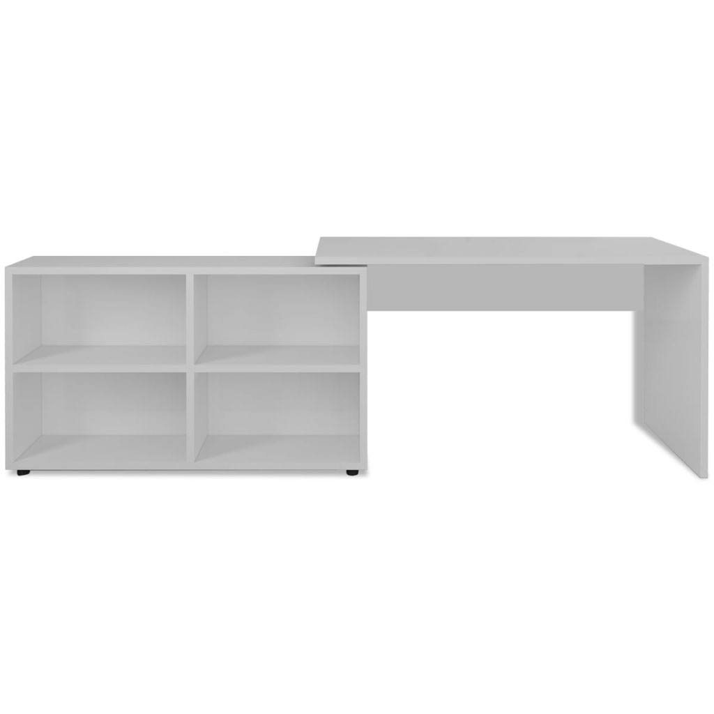 Corner Desk 4 Shelves White K408