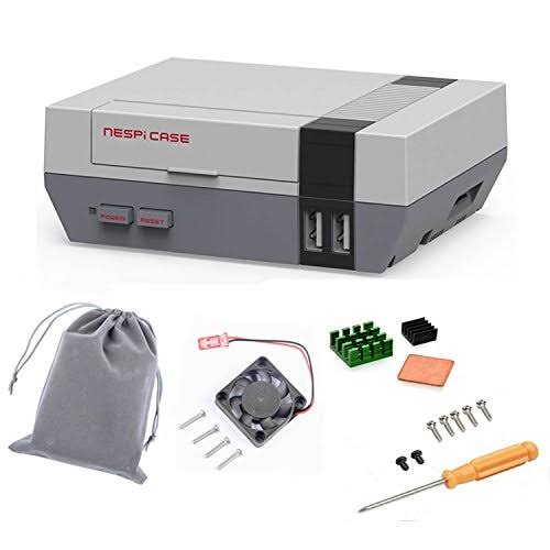 NESPi Case Plus with Power Button, Cooling Fan, Heatsinks, and Flannel Bag T358