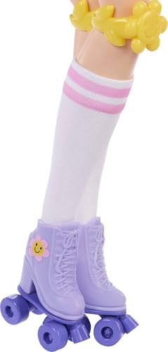 Renee Posable Roller Skating Fashion Doll with Black Hair, 12 Pieces D2869