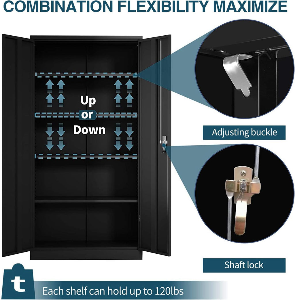 72'' Metal Storage Cabinet with 4 Adjustable Shelves W1425