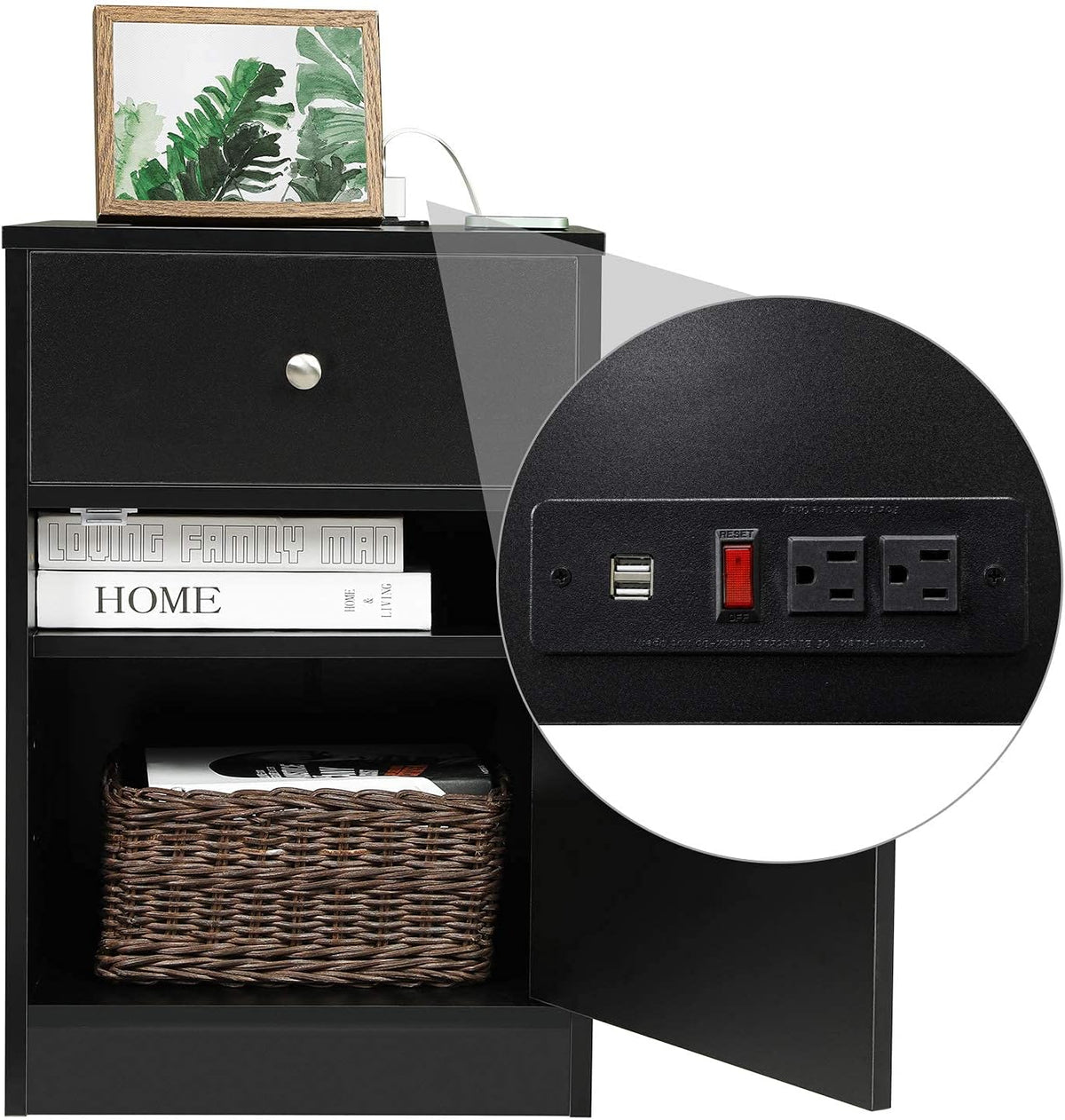 White Nightstand with USB Port Z47168