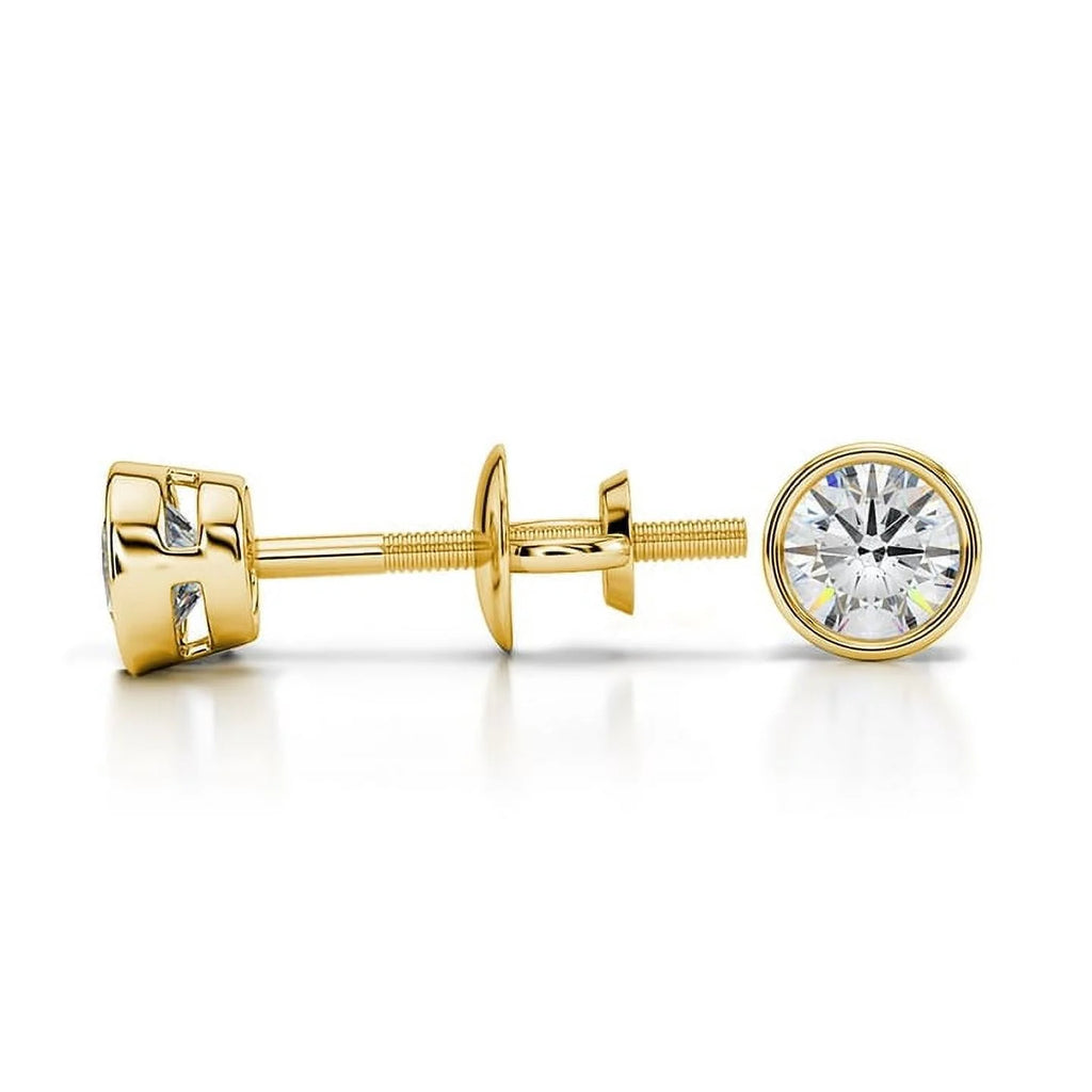 14K Yellow Gold Diamond Stud Earrings A5366