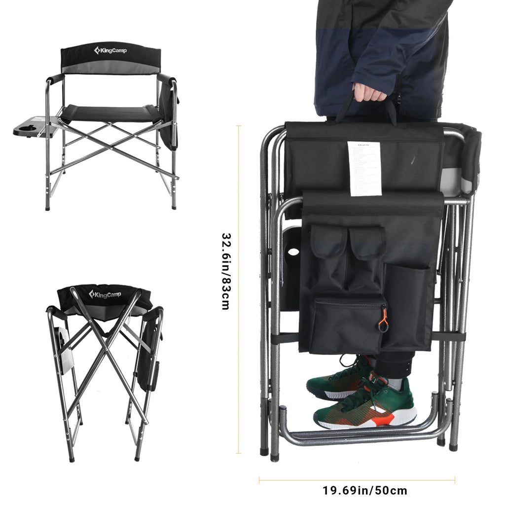 Padded Outdoor Chair with Table and Pockets, Black/Grey 2 Pack R401562