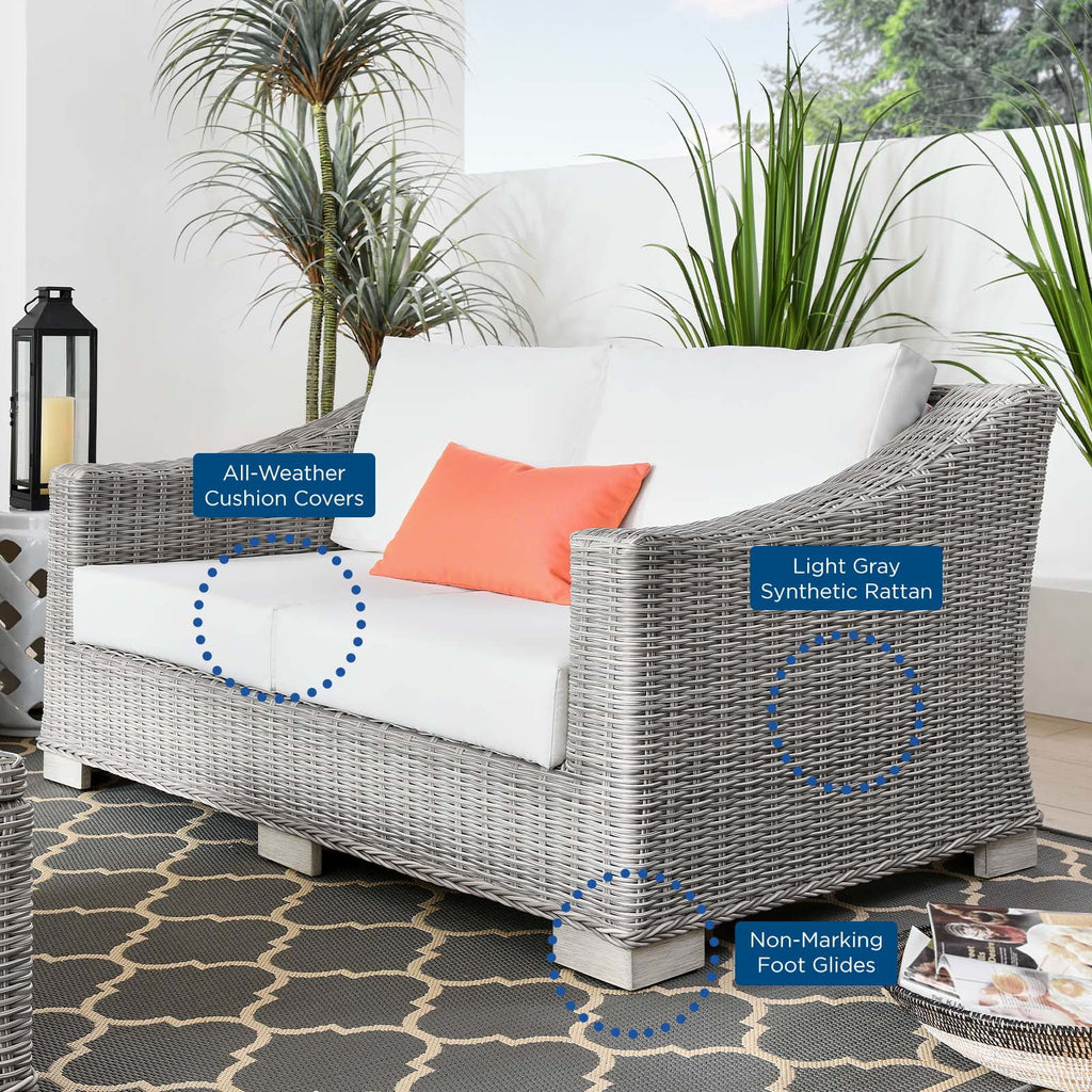 Light Grey Rattan Loveseat Sofa B977