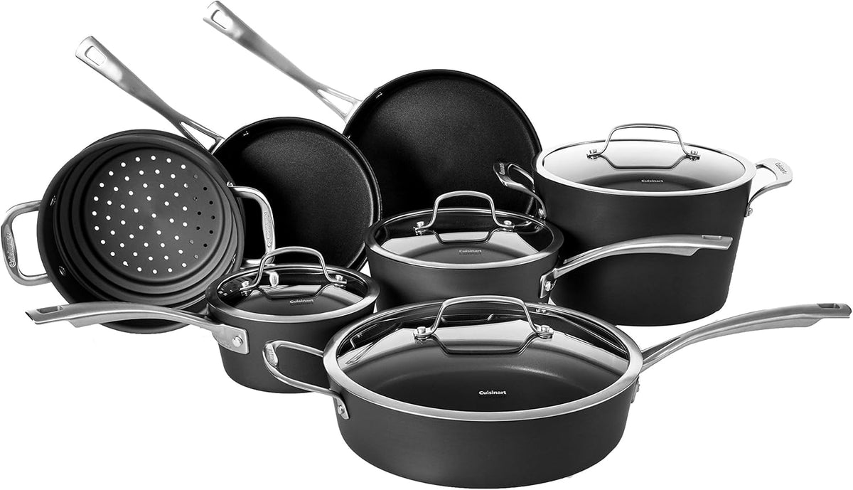 Conical Hard Anodized Cookware Set, Black N36765